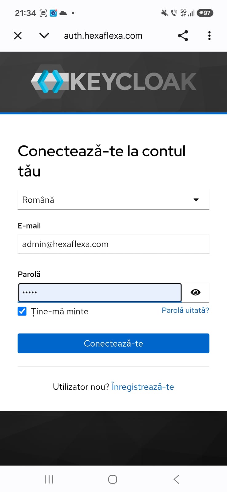 Calendo login screen at auth.hexaflexa.com
